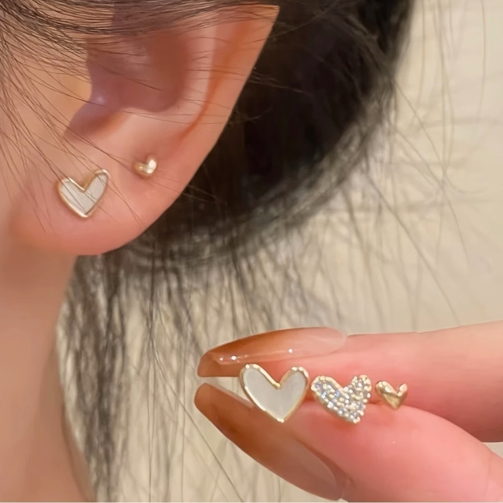 Dainty Hearts Earring Set of 3 Pairs NWT
